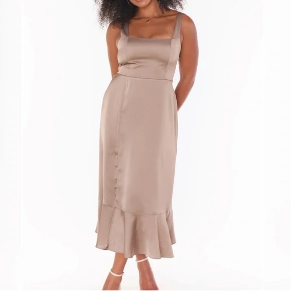 Show Me Your MuMu Claire Midi Dress Champagne Size XXL Bridesmaid Slid Party